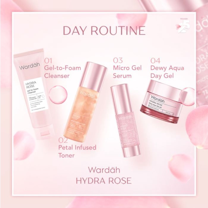 WARDAH Hydra Rose Gel to Foam Cleanser / Day Cream Nught Cream / Serum / Toner