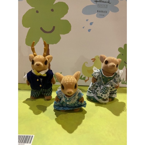 sylvanian families moss reindeer *rare, no box, 3 figures*