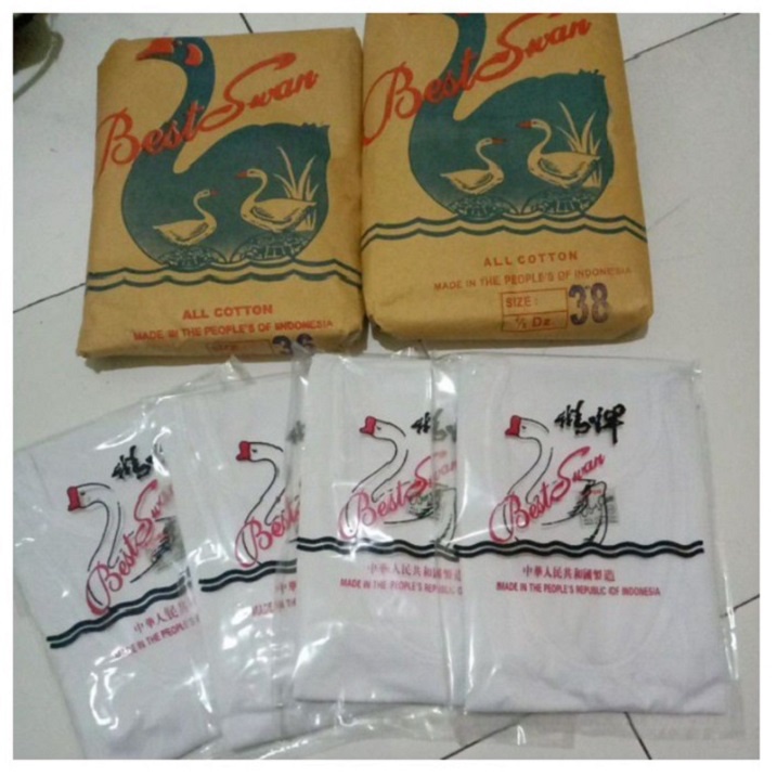 KAOS OBLONG PRIA SWAN BRAND ORIGINAL DALAMAN MURAH PUTIH POLOS  SIZE 36 38 40 42 HARGA GROSIR