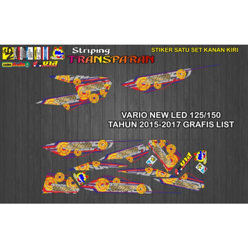 stiker transparan list body motor Vario new LED 125/150 tahun 2015-2017 grafis list