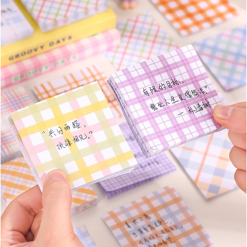 KENSHO Sticky Note Isi 80 lembar Aesthetic Korea Sticker Penanda Import / Stick Notes Plaid