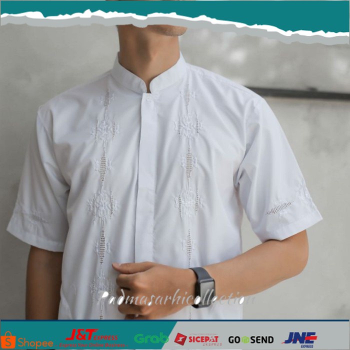 ✨ BISA COD ✨ BAJU KOKO PRIA DEWASA BAJU KOKO KERANCANG PADANG FASHION MUSLIM PRIA - Putih, M