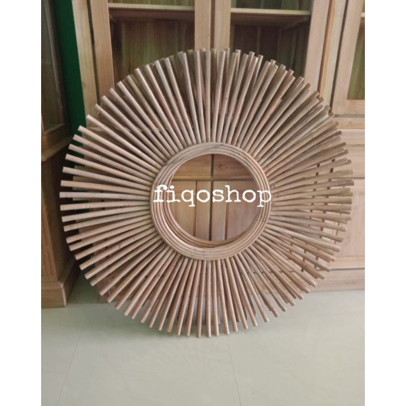 Pigura Cermin Kipas Kekinian Kayu Jati mentah Furniture Jepara
