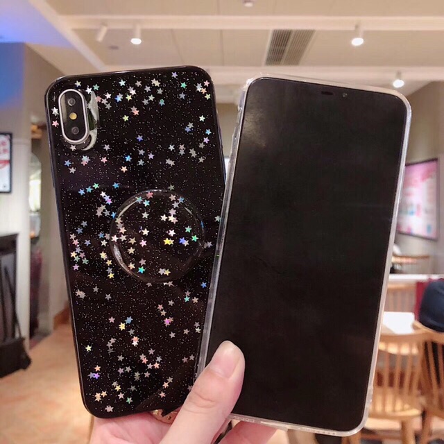 Star Glitter + Popsocket iPhone Oppo Vivo Xiaomi Samsung Real me 3 5 pro F5 F7 F9 F11 V15 V17 Y17 S9