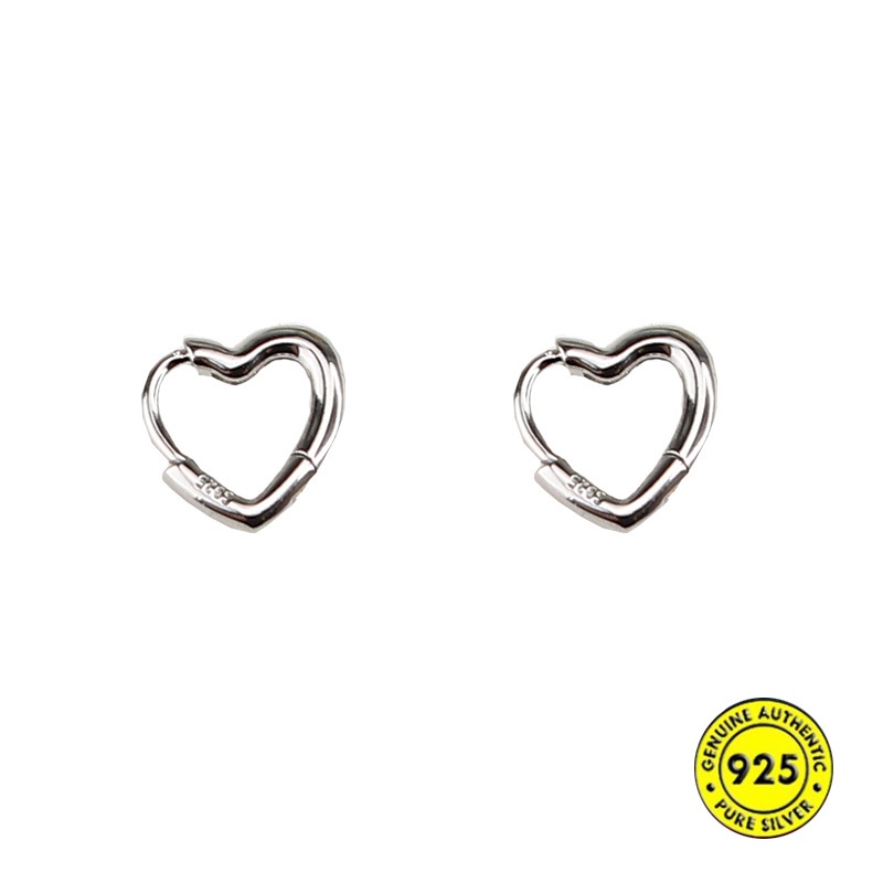 Anting Klip Bentuk Hati Bahan S925 Silver Gaya Korea Untuk Wanita