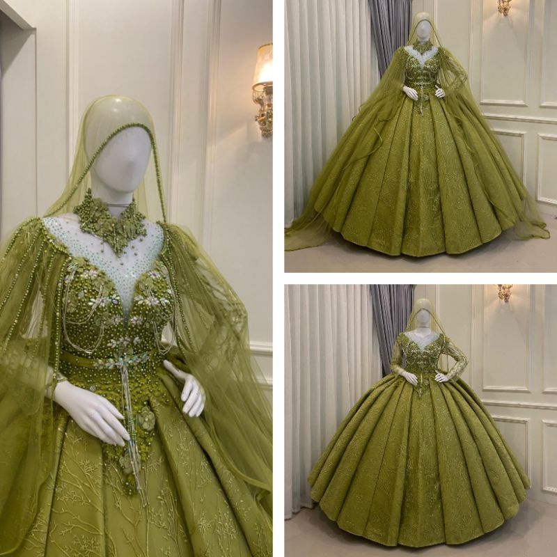 GAUN WEDDING PITA BARBIE BEREKOR /BAJU PENGANTIN MODERN /GAUN KEBAYA MUSLIMAH BEREKOR/BAJU PENGANTIN