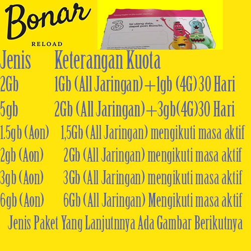 Paket Three Data Tri Kuota Internet