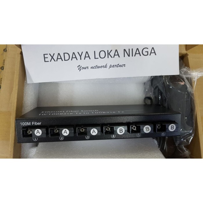 Promo Spesial - Media Converter 2 Port Lan To 6 Port Fiber Optik Sc ( Htb-1100S )
