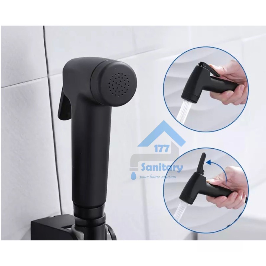 Jet Shower Cebok  Set Hitam Minimalis JS67 -Bidet Semprotan shower Cebok Closet Spiral Black