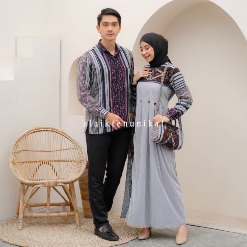 COUPLE TENUN SASMAYA 02 KEMEJA TENUN DAN GAMIS TENUN IKAT