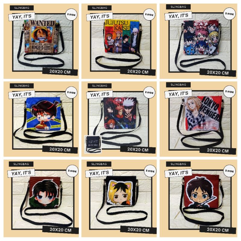 sling bag / slingbag anime levi kenma attack on Titan haikyuu conan jujutsu kaisen tokyo revenges