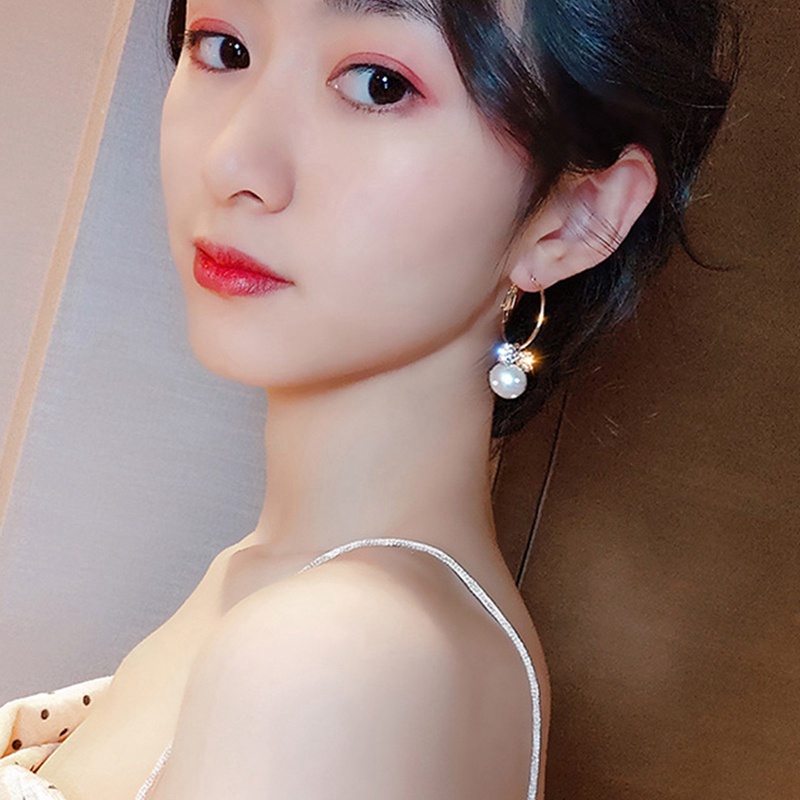 Anting Desain Ikatan Simpul Aksen Mutiara Gaya Korea Untuk Wanita