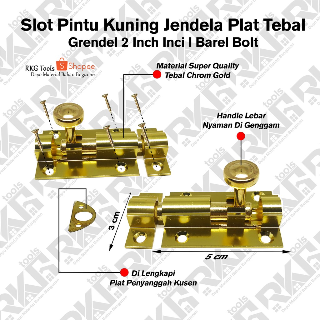 Slot Pintu Kuning 2 L Jendela Plat Tebal Grendel 2 Inch Inci L Barel Bolt