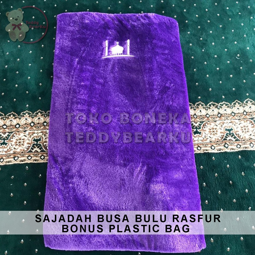 SAJADAH BUSA RASFUR UNGU MOTIF MASJID BONUS PLASTIC BAG