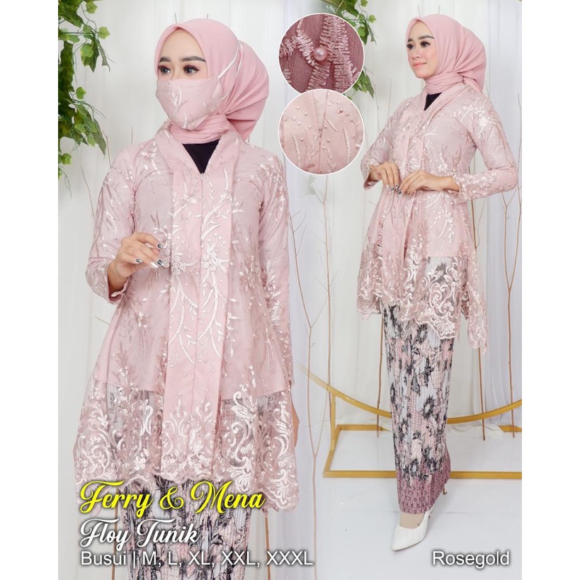 Kebaya modern tunik floy | Kebaya busui brukat | Kebaya modern | Baju pesta lamaran wisuda dan pernikahan