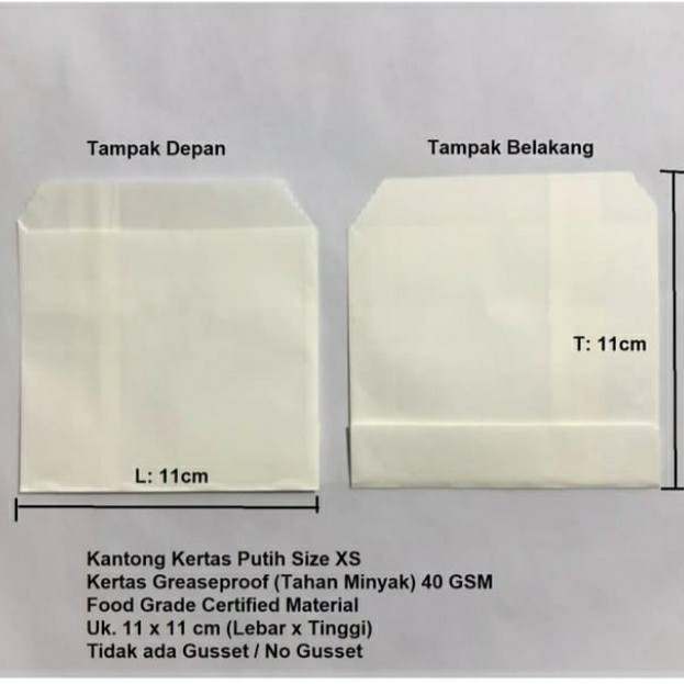 

kantong kertas kentang goreng 11x11 (XS) anti minyak / greaseproof