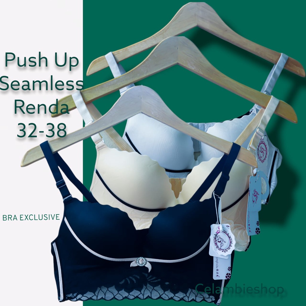 #BRA002 Bra Bh Push Up Bra Seamless Bra Tanpa kawat Size 32-38 Kait 3