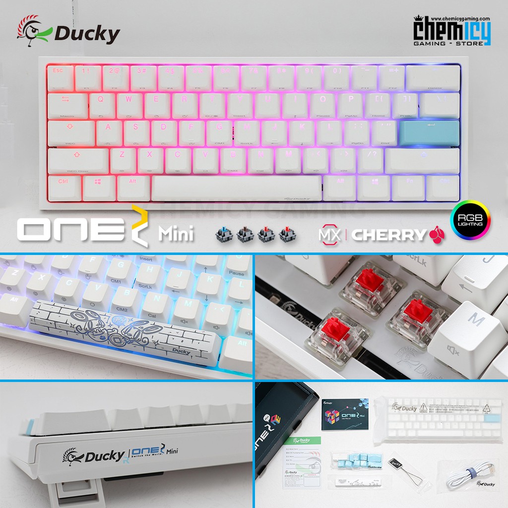 Ducky One 2 Mini Rgb Led 60 Mechanical Gaming Keyboard Pure White Shopee Indonesia