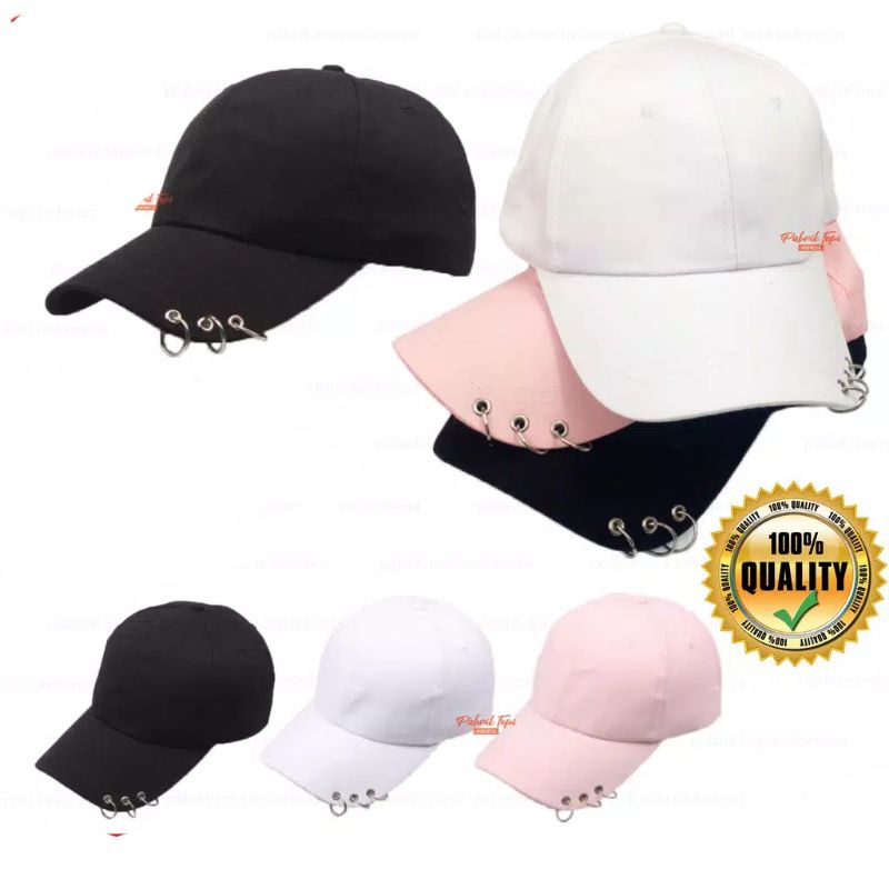 Topi baseball cincin anting ring polos / anting cincin Rante / topi baseball Drakor ring pria wanita