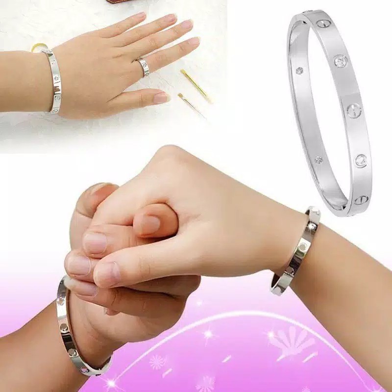 Gelang wanita titanium steel anti karat untuk pesta pernikahan tunanga-2