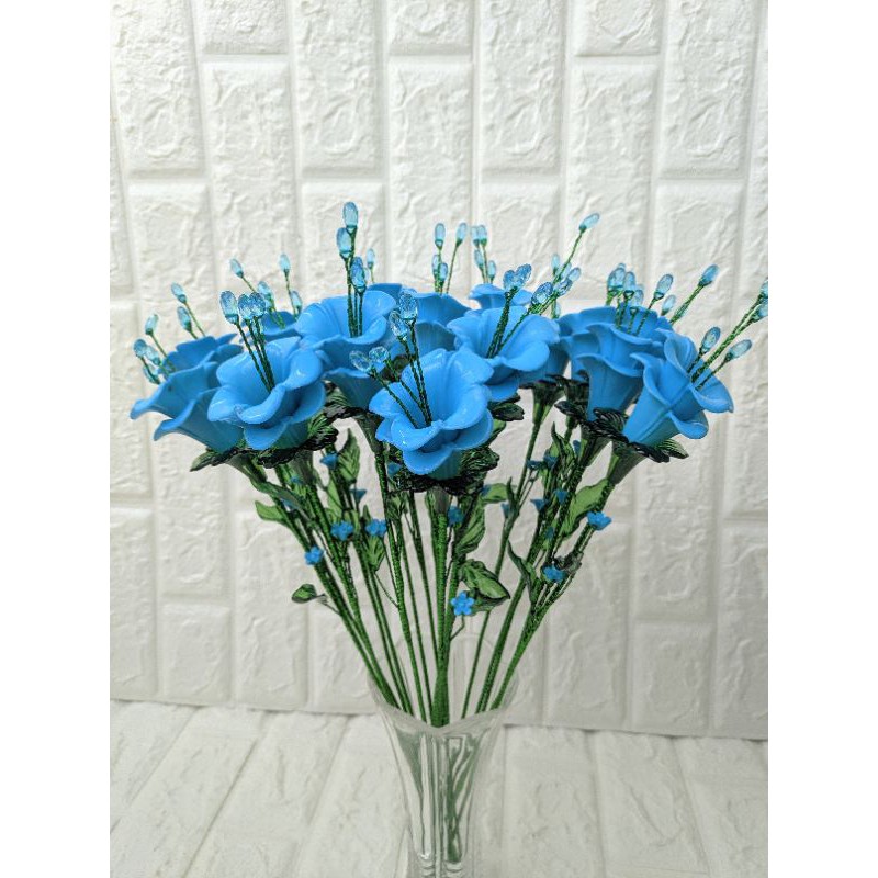  bunga  lili biru manik akrilik  per  tangkai  COD Shopee 