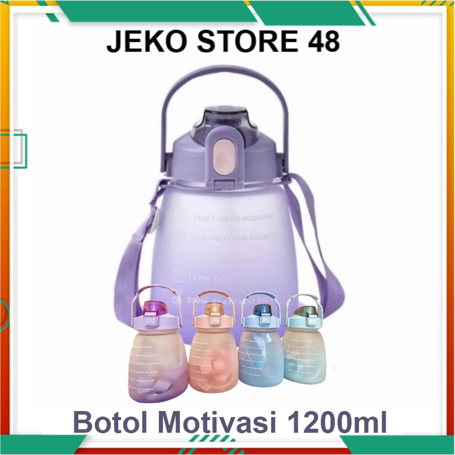 Botol Minum Penanda Waktu Motivasi Gradasi Big Belly Pastel Gemoy 1,2 Liter P487-3 / Big Belly Doff 