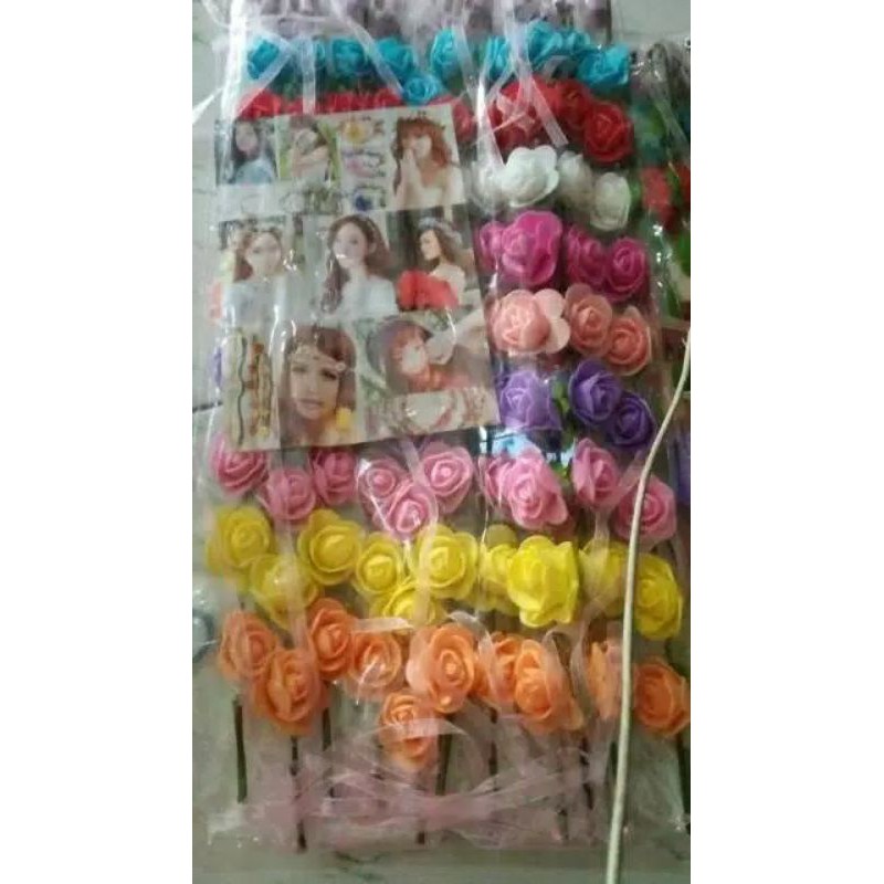 isi 6 pcs bando bunga nyala TAHUN BARU campur warna