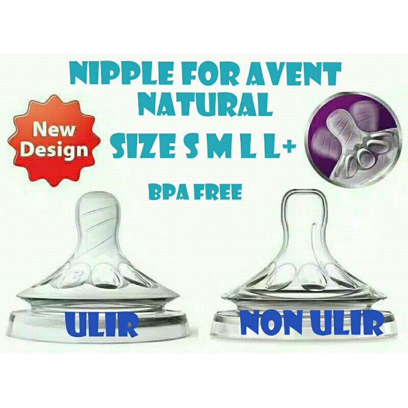 Dot Natural Ulir /Non Ulir Nipple Untuk Botol Natural Size S M L XL