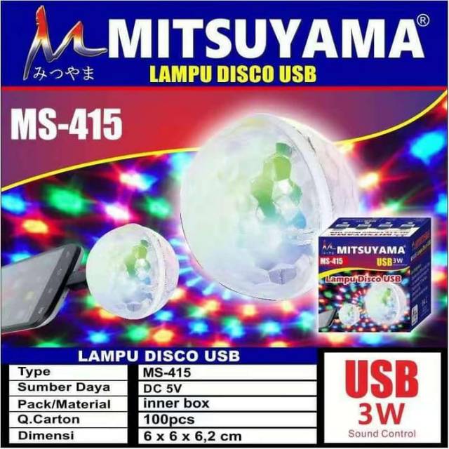 Lampu Disco Handphone MITSUYAMA MS-415  Selfi Ring LED Kelap Kelip Lampu Musik HP - Colokan  Android