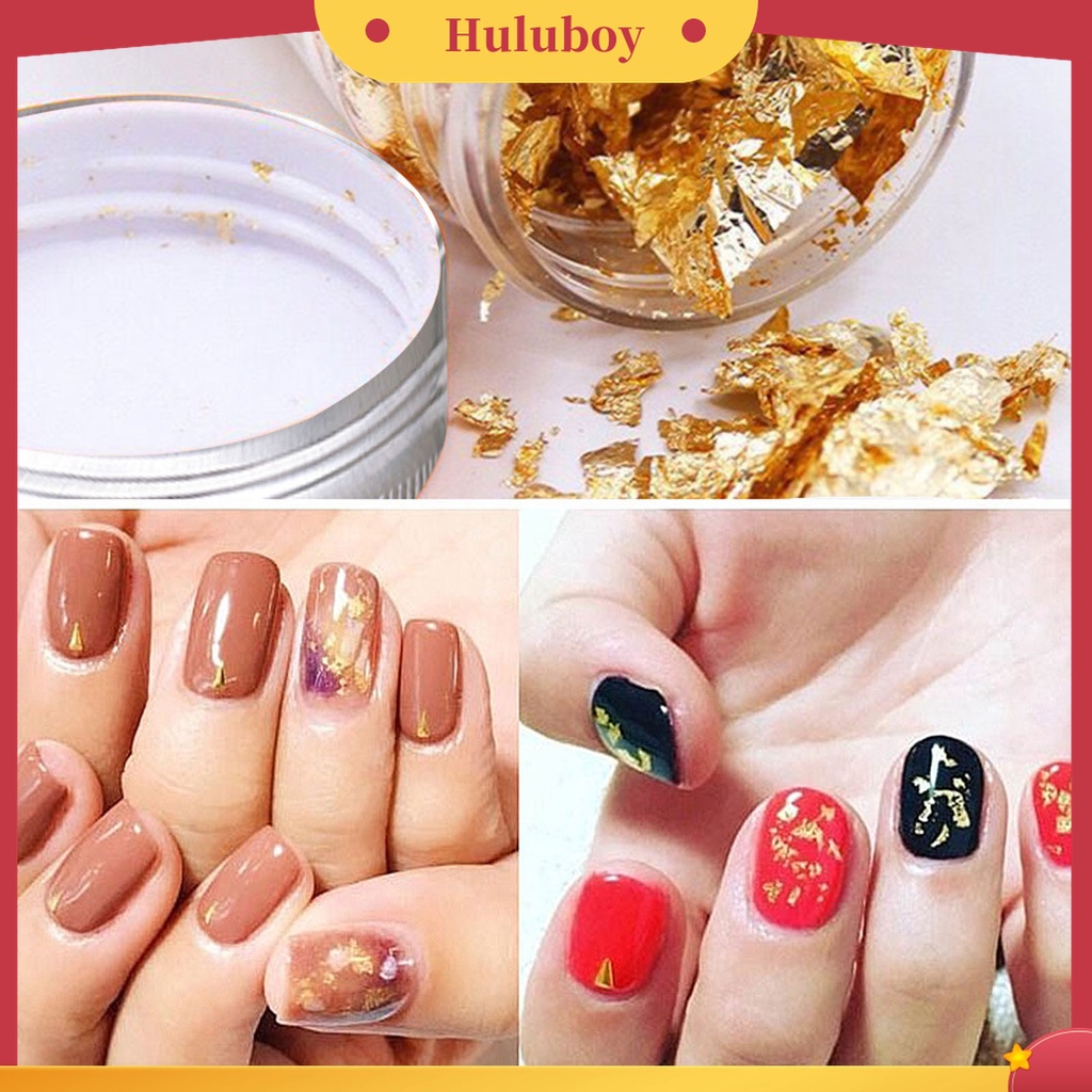 Huluboy Huluboy♡ 10g / Botol Sequin Kuku Palsu Ultra Tipis Bentuk Daun Metalik Untuk Manicure