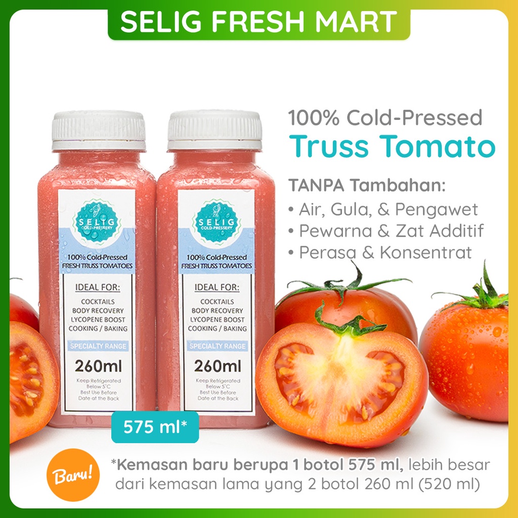 

Cold Pressed Juice 100% Tomat Murni Jus Buah 575ml - Selig Fresh Mart