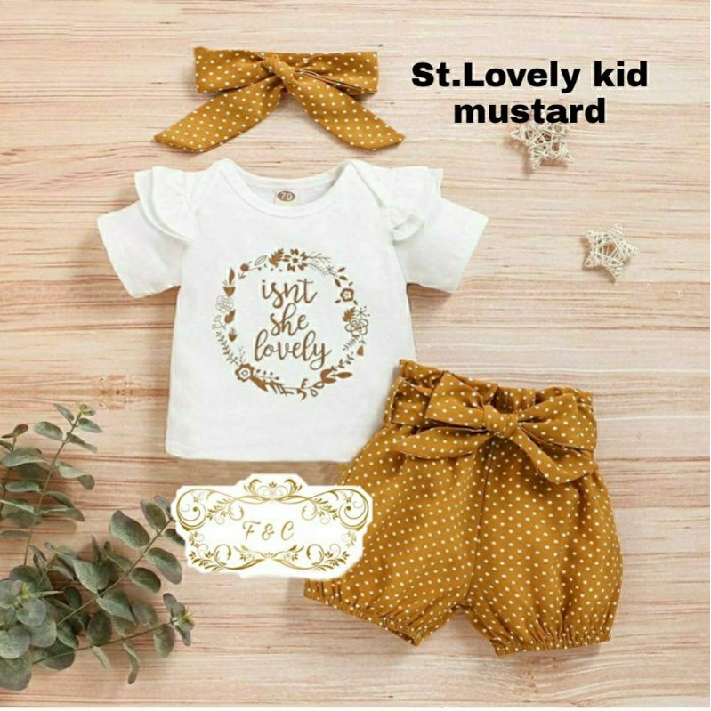 3 UKURAN S M L PAKAIAN ANAK PEREMPUAN SETELAN SET LOVELY KID PENDEK BABYTERRY FEHM