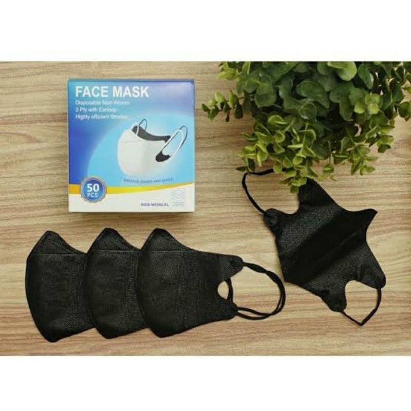 Masker duckbill putih hitam isi 50 pcs / Masker duckbill facemask hitam putih isi 50 pcs