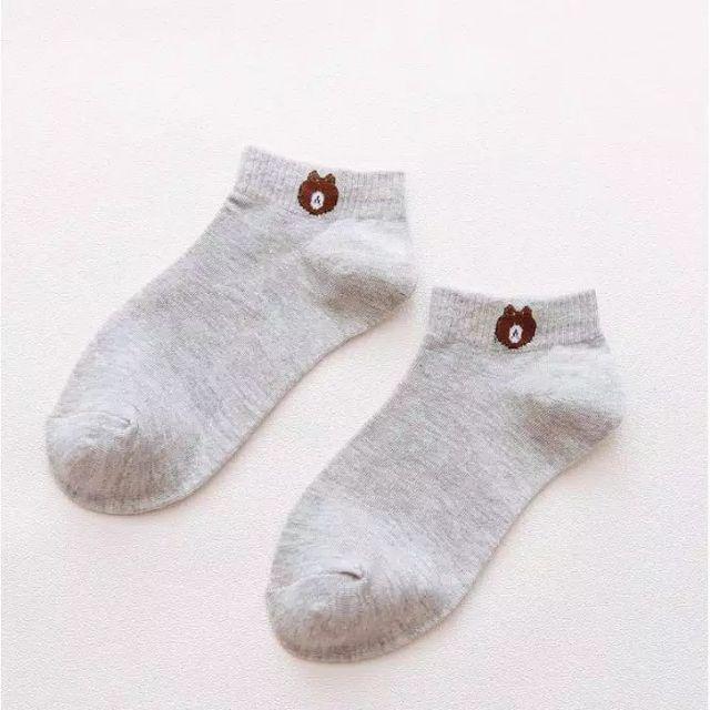 KAOS KAKI fashion unisex KAOS KAKI MOTIF BERUANG CUTE MURAH-Abu - Abu