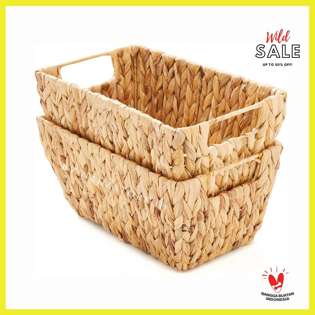 Water Hyacinth Storage Basket Natural Organizer Wicker Basket Hampers Hamper anyaman Enceng gondok