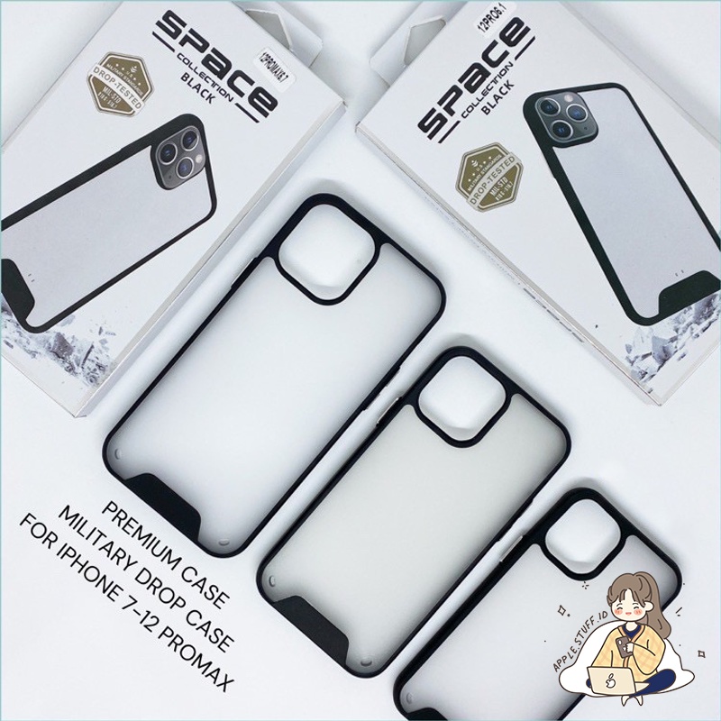 SPACE IMPACT MILITARY DROP BLACK Resistance CASE IPHONE HIGH Quality !!!! IP 7+ SAMPAI IP 12PROMAX