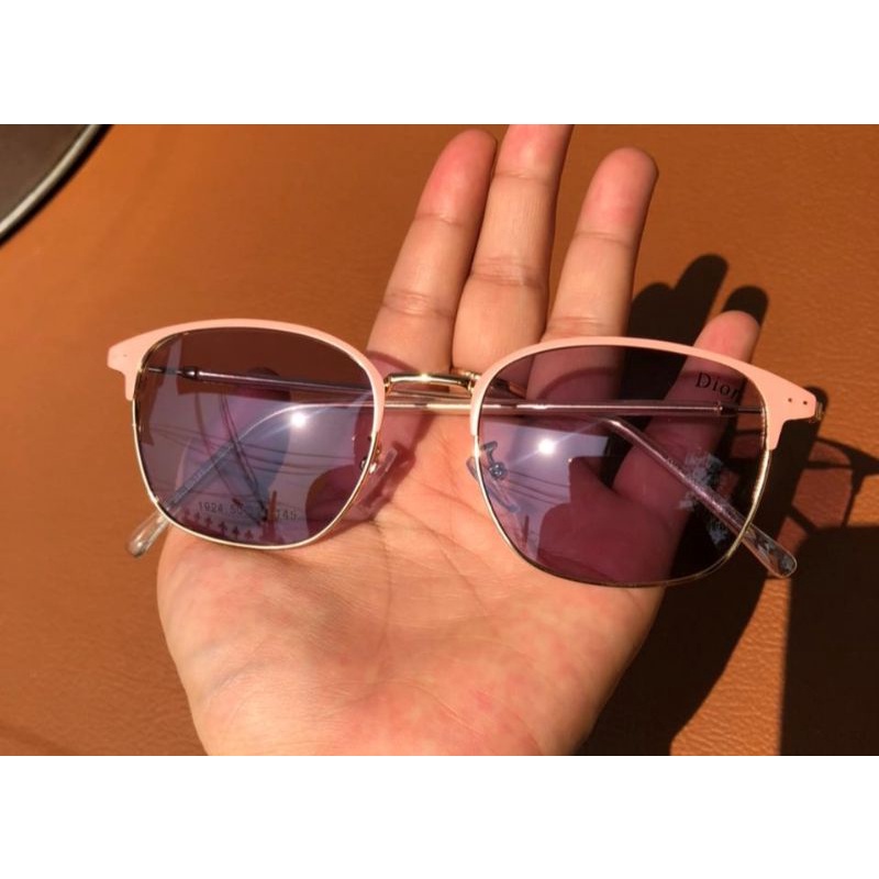 Kacamata photocromic wanita trendy kotak pink gold frame 1924