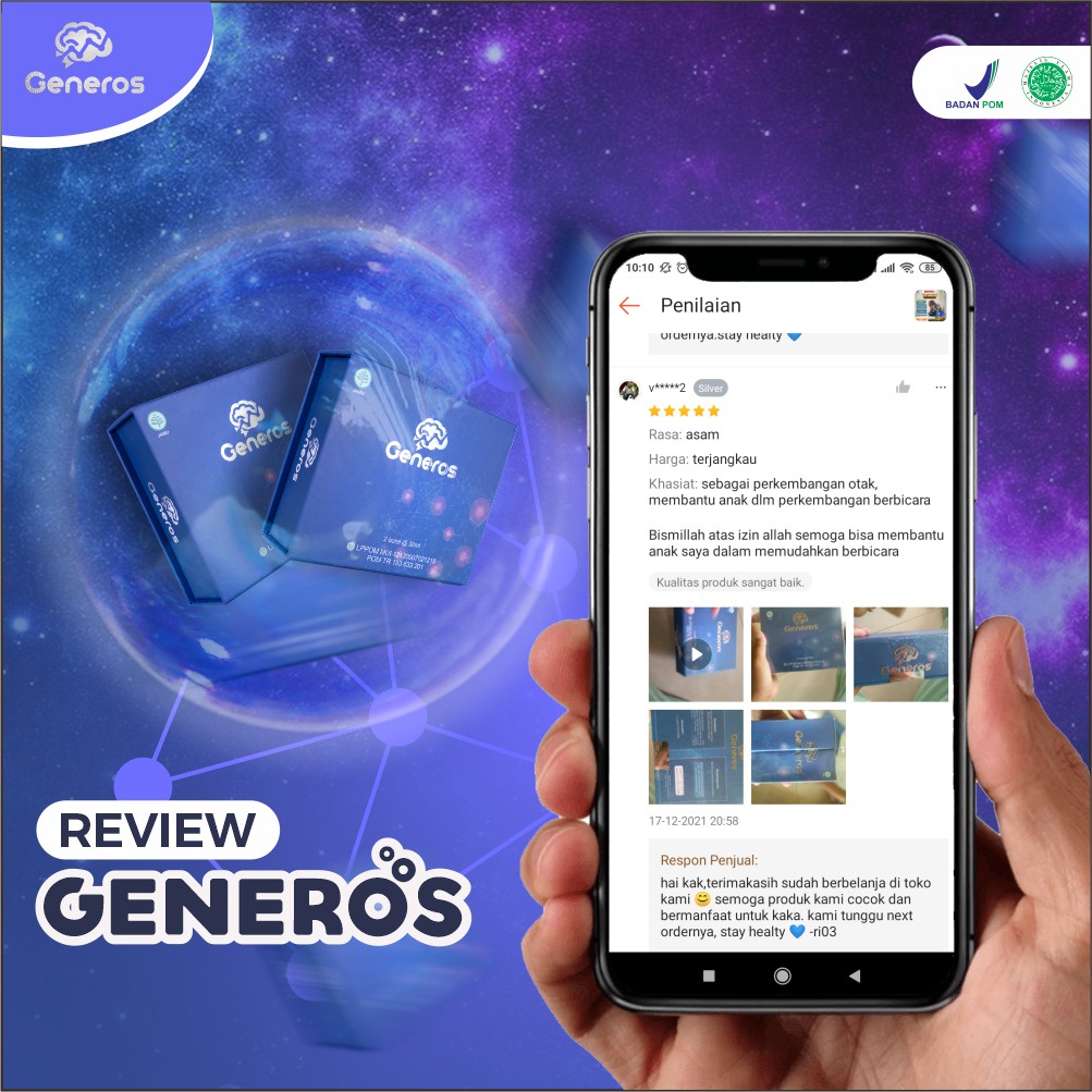 Generos – G-Nero Generoa 100% Bahan Alami Suplemen Nutrisi Otak Vitamin Daya Ingat &amp; Kesehatan Otak Solusi Atasi Speech Delay / Terlambat Bicara Pada Anak Keterlambatan Berjalan Penambah Kecerdasan Peningkat Kreativitas BPOM Halal MUI