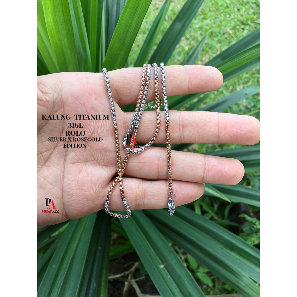 Kalung Rantai MCI Titanium Premium Stainless 316L Rolo SILVER ROSEGOLD Pria Wanita Anti Karat Kalung Rantai Pendant