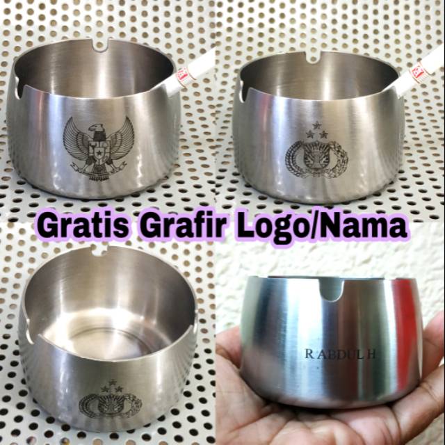 Asbak stainless mewah exclusive gratis Grafir nama