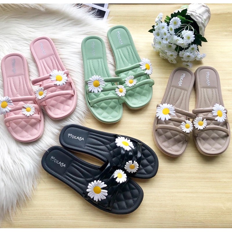 Sandal Slop Tali Bunga Daisy Import Mokaya 8825-3