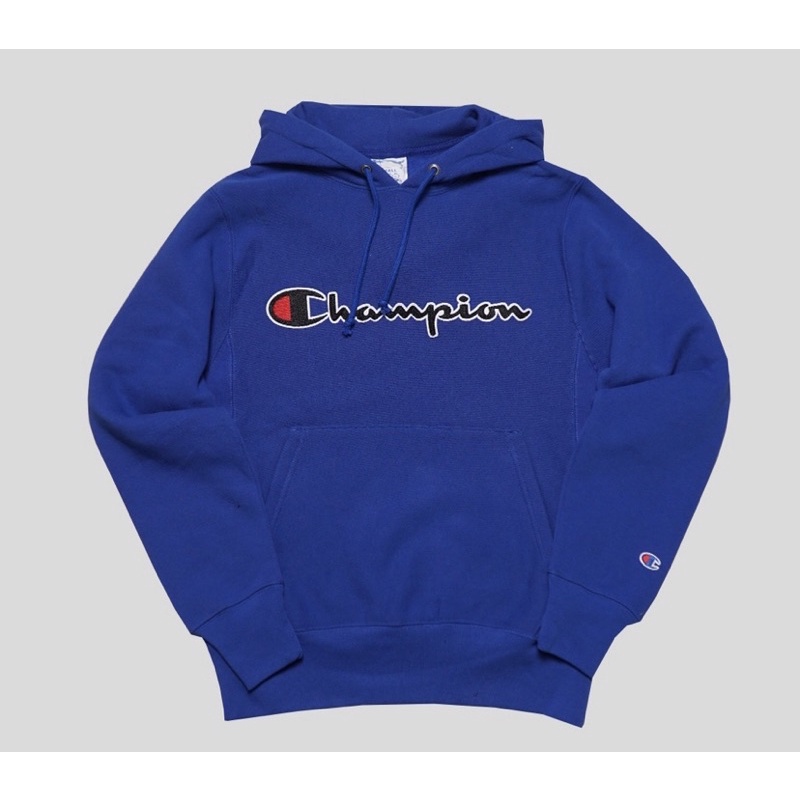 CHAMPION REVERSE WEAVE CHAINSTICH HOODIE BLUE