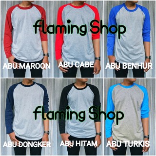 Raglan Lengan Panjang Abu Marun Baju  Raglan Reglan Polos  