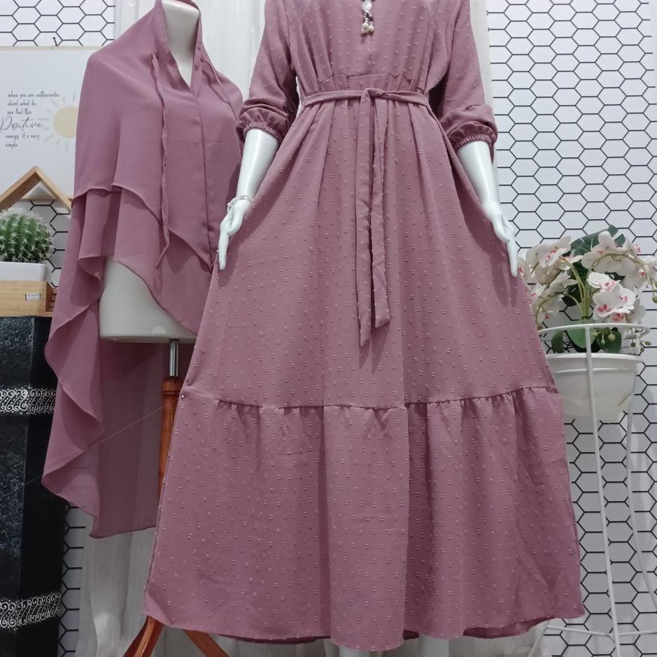 Bagus Banget.. GAMIS SET HIJAB CRINKLE URAGIRI/GAMIS SET HIJAB CRONKLE URAGIRI ( RUBY) PREMIUM/GAMIS