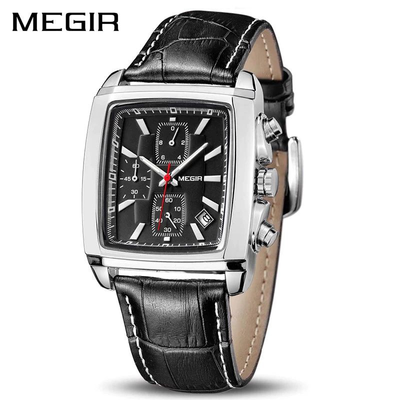 MEGIR 2028 Jam Tangan Pria Analog Chronograph Tali Kulit Luminous WATCHKITE WKOS