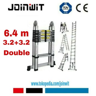 Tangga Lipat Aluminium Teleskopik 6.4M Double Telescopic 6,4Meter 6.4 M