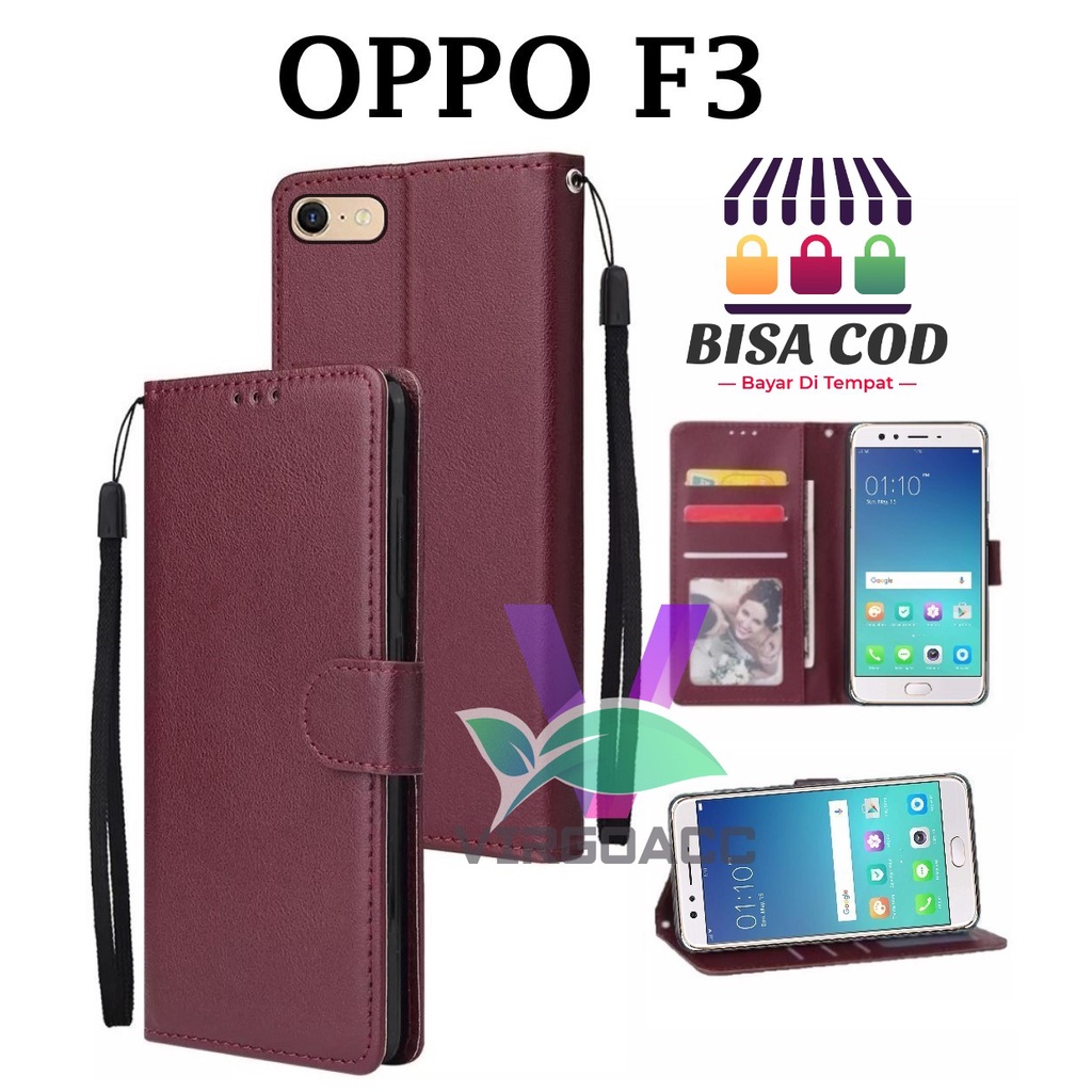 LEATHER CASE FLIP UNTUK OPPO F3-FLIP COVER KULIT SARUNG BUKU DOMPET-CASING WALLET LEATHER CASE FLIP 