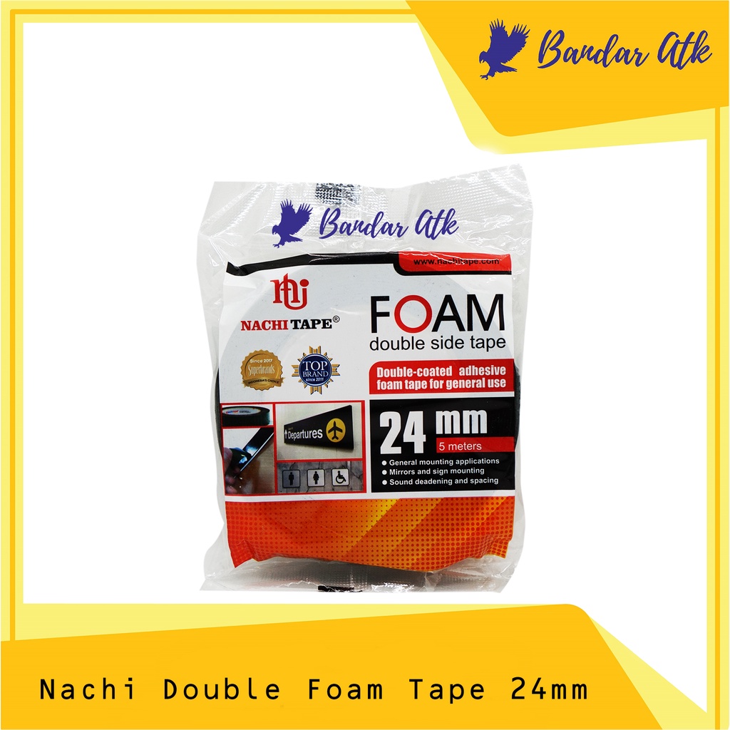 

Double Tape Foam NACHI 1 Inch 24mm Isolasi Solasi Selotip Bolak Balik [1 ROLL]