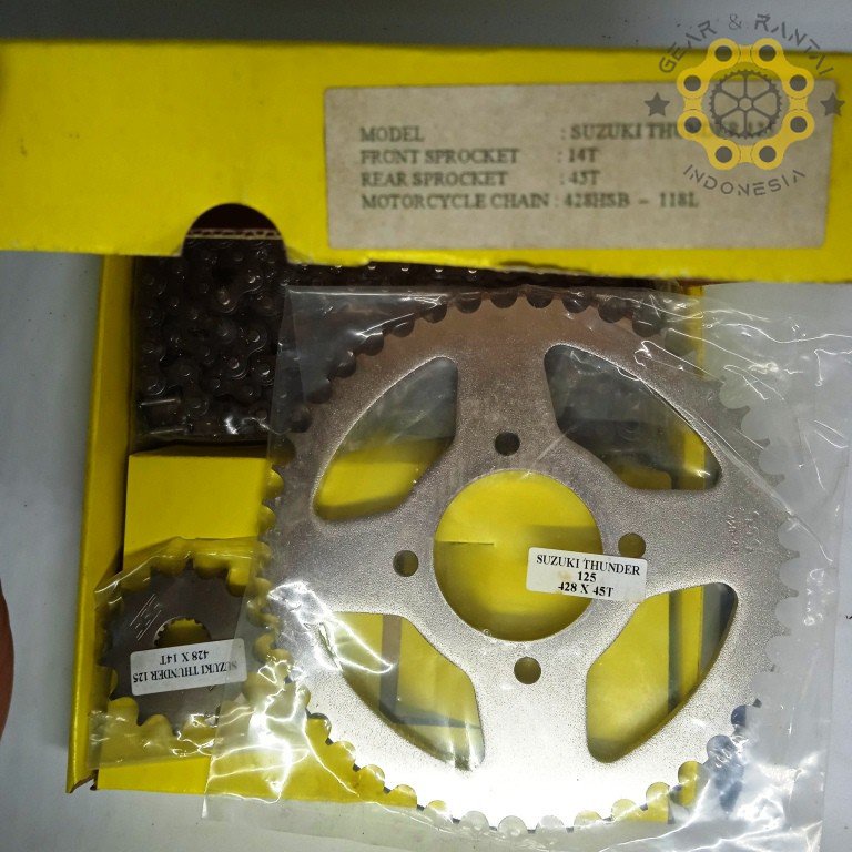 SSS Chain Kit Gear Gir Set Thunder 125 Original Sudah Lengkap Gear Depan Gear Belakang Rantai SSS