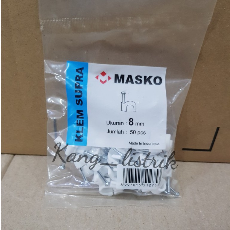 KLEM KABEL PAKU BETON NO 8 MM ( 50 PCS ) MASKO / CABLE CLIP LISTRIK